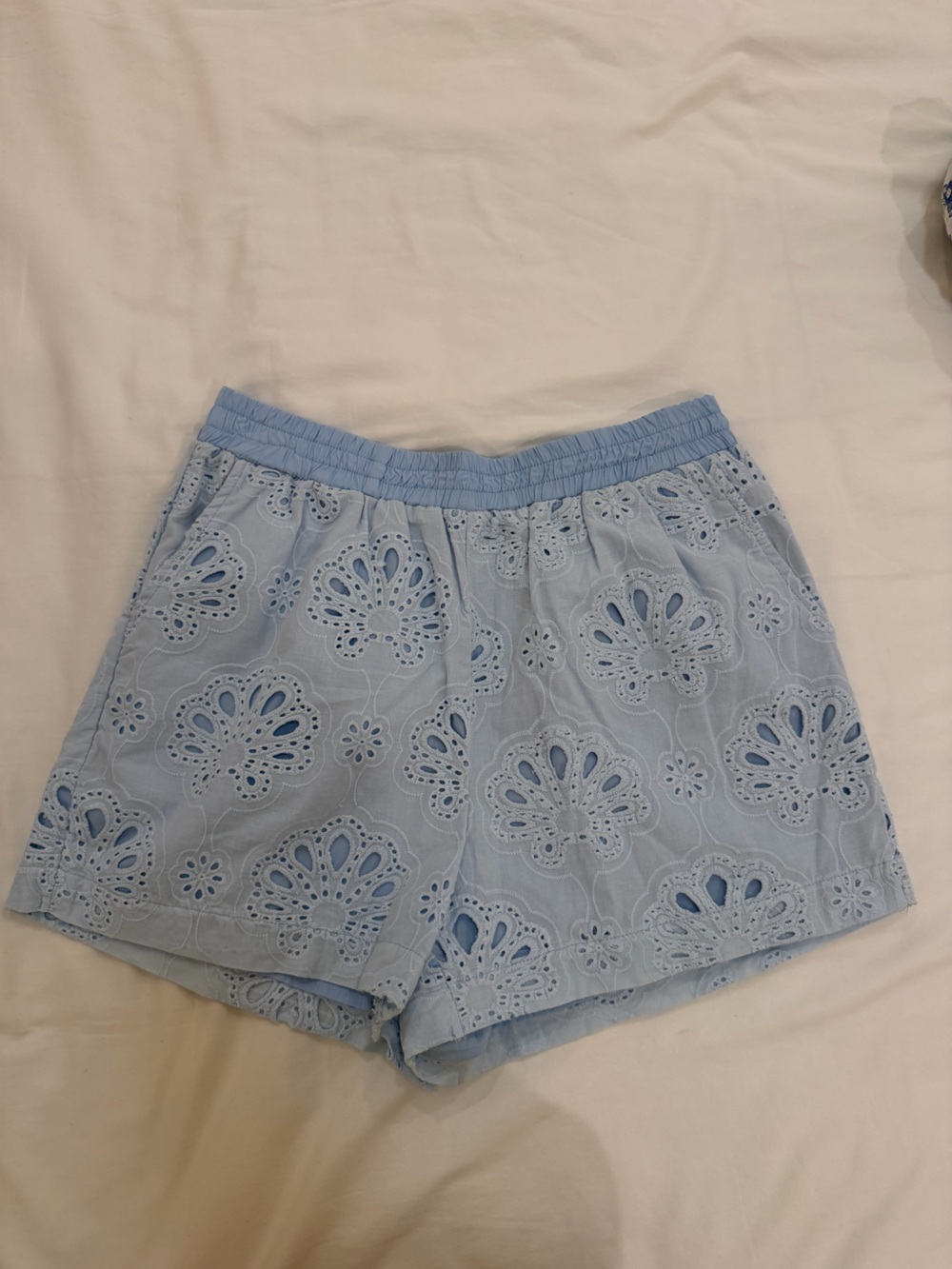 vestique Sky Blue Elastic Waist Shorts